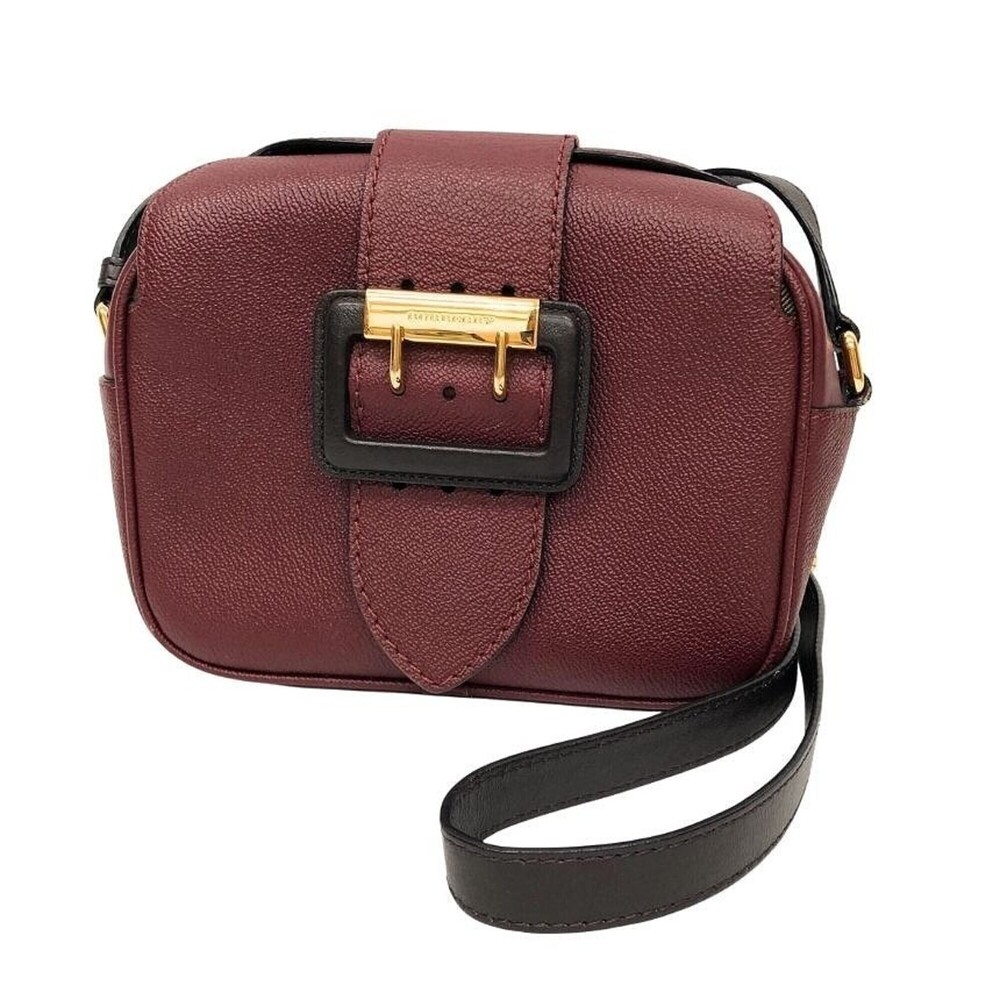 Burberry Leather Shoulder Bag Small Medley Buckle Crossbody Burgundy